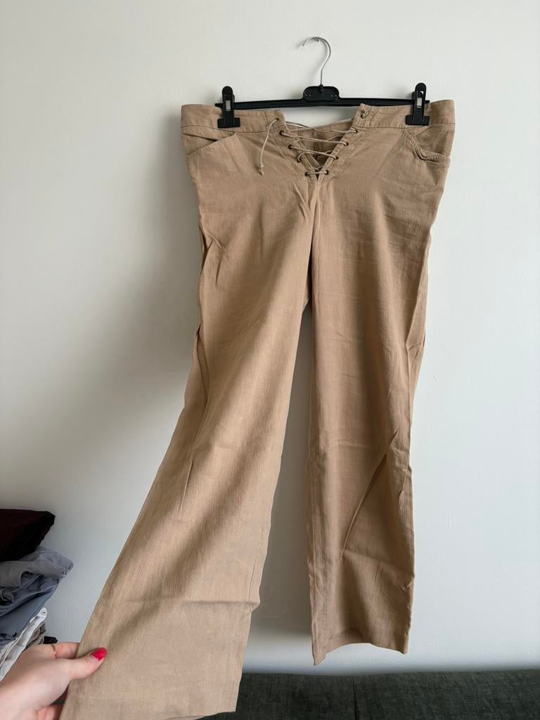Lange beige broek met touwtjes vrouwen mexx 40, Kleding | Dames, Broeken en Pantalons, Ophalen of Verzenden, Zo goed als nieuw