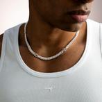 925 zilver verguld Iced Cuban link heren ketting 5 mm nieuw, Ophalen of Verzenden, Nieuw, Zilver, Verstelbaar