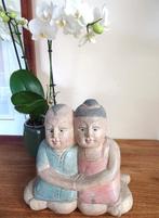 Asie : superbe statuette faite main, couple. Massif: 1,4 kg, Collections, Statues & Figurines, Enlèvement ou Envoi, Utilisé, Humain