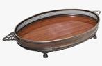 Dienblad met verzilverde montuur en klauwpoten., Ophalen of Verzenden, Zo goed als nieuw, Ovaal, Hout