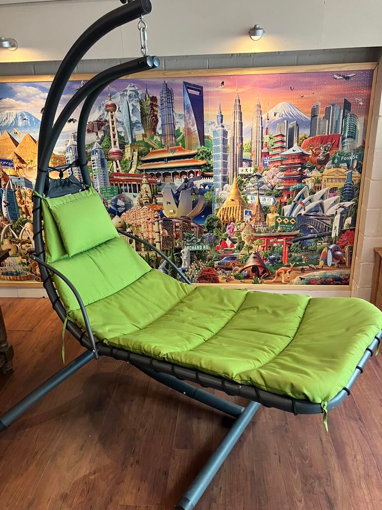 Hangzetel met kussen en onderstel, Jardin & Terrasse, Hamacs, Une personne, Avec support, Enlèvement, Utilisé