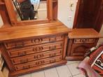 lot de 1 commode , 2 table de chevet  et un miroir coffre, Enlèvement, Utilisé, Deux personnes, Bois massif