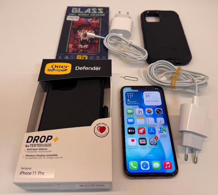!!! iPhone 11 Pro - Gold Or - 96% battery + Extra's !!!, Télécoms, Téléphonie mobile | Apple iPhone, Utilisé, 64 GB, Sans abonnement