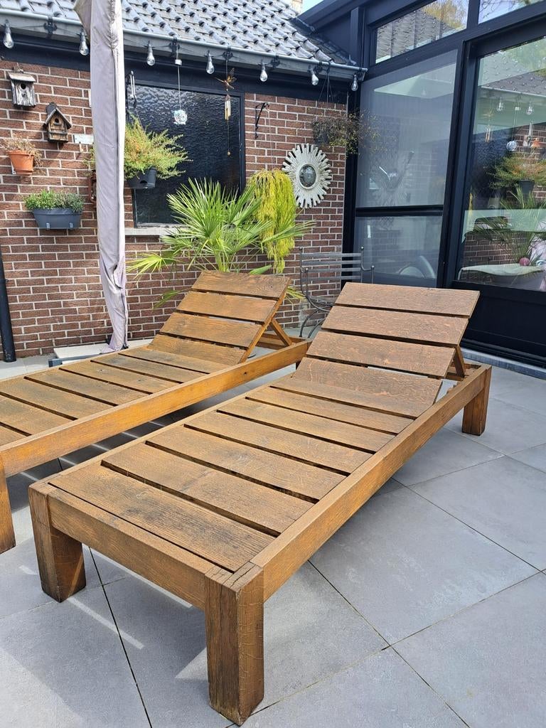 2 Houten ligbedden, Tuin en Terras, Ophalen