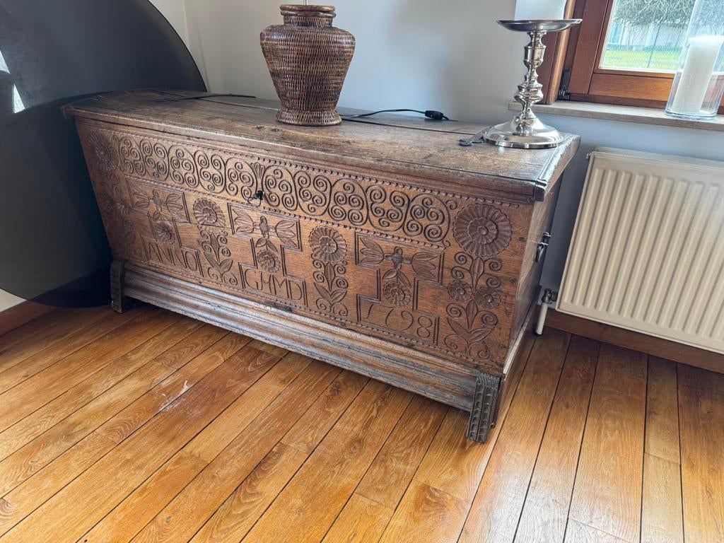 Boîte en bois ancienne 1798, Maison & Meubles, Enlèvement, Utilisé