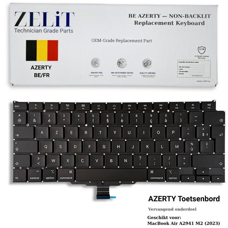 ZELiT MacBook Air A2941 M2 2023 Toetsenbord AZERTY + Montage, Computers en Software, Toetsenborden, Nieuw, Azerty, Ophalen of Verzenden