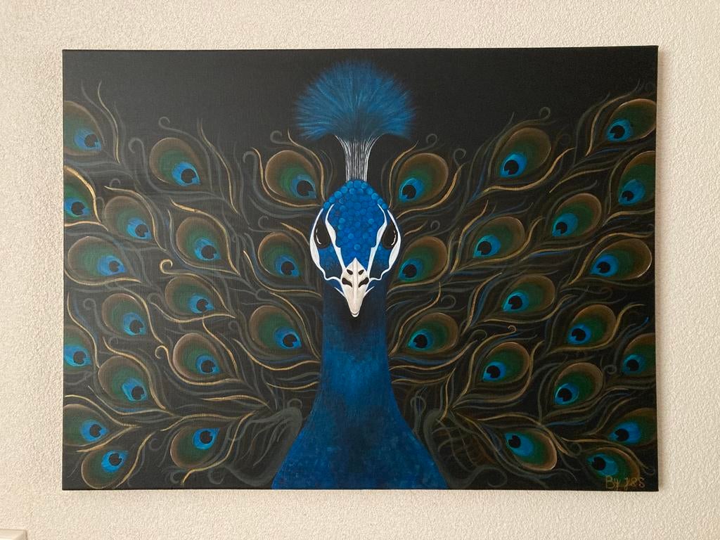 Handbeschilderd schilderij Pauw ByJ&S🦚, Ophalen