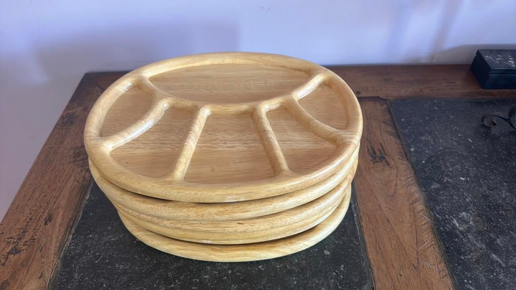 Assiettes en bois compartimenté, Maison & Meubles, Enlèvement, Comme neuf