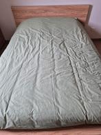 Tweepersoonsbed eikenfineer 140cm breed, Ophalen, Gebruikt, Bruin, Tweepersoons