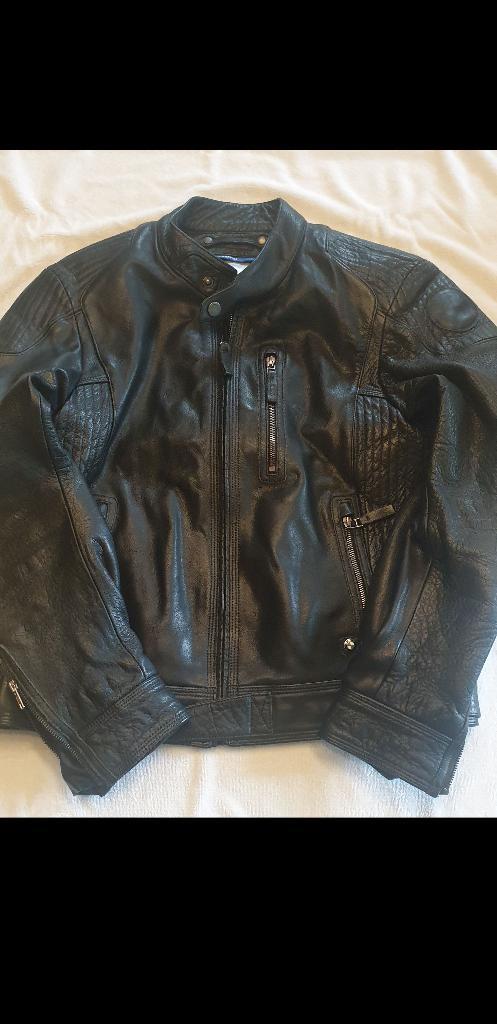 BLOUSON EN CUIR BMW BLACK LEATHER TAILLE 52, Motoren, Kleding | Motorkleding, Jas | leer, Heren, Tweedehands, Ophalen