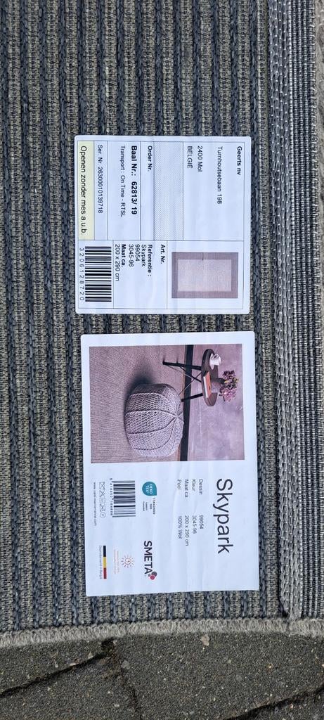 Vloermat 200x290 licht grijs ,100%wol, Ophalen, Zo goed als nieuw, Minder dan 10 m², Modern