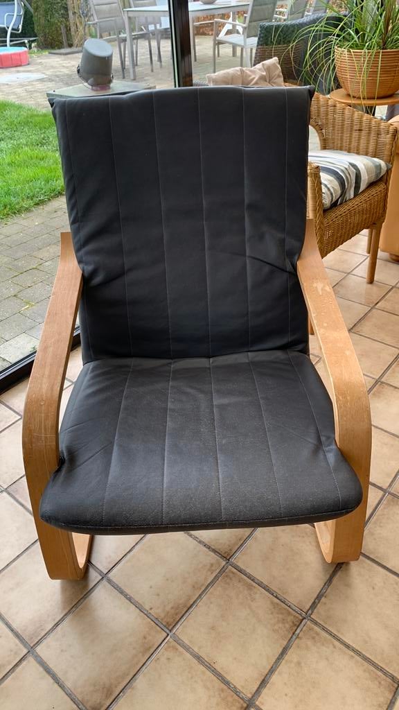 Zetel in lederlook,kleur grijs, Ophalen, Gebruikt