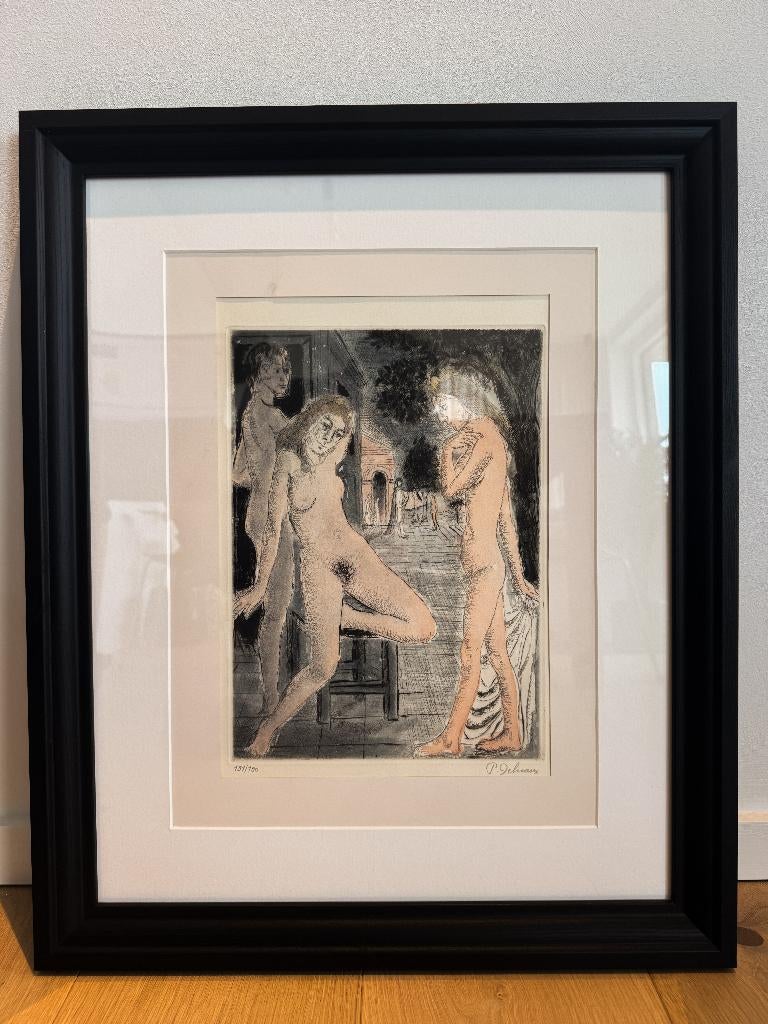Paul Delvaux - Ingekleurde litho, Antiquités & Art, Enlèvement