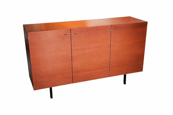 Enfilade haute Pierre Guariche pour Meurop 1960, Maison & Meubles, Armoires | Dressoirs, Utilisé, Avec tablette(s), Teck, Métal