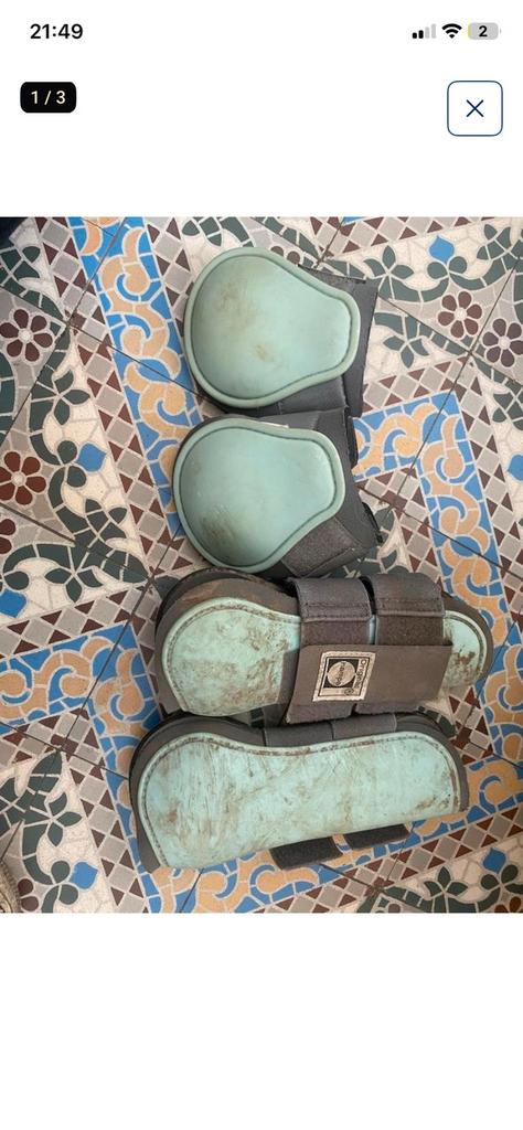 Blauwe peesbeschermers maat full, Enlèvement, Comme neuf, Obstacle