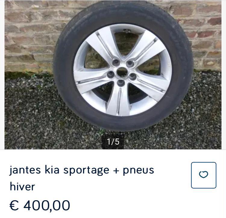 Jantes kia sportage + pneus hiver, Autos : Pièces & Accessoires, Enlèvement, Pneus hiver, Pneu(s)