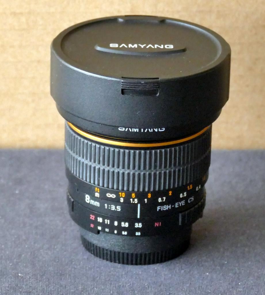 Samyang Fish-eye 8mm F3.5 CS Nikon, Enlèvement ou Envoi, Comme neuf, Objectif fisheye grand angle