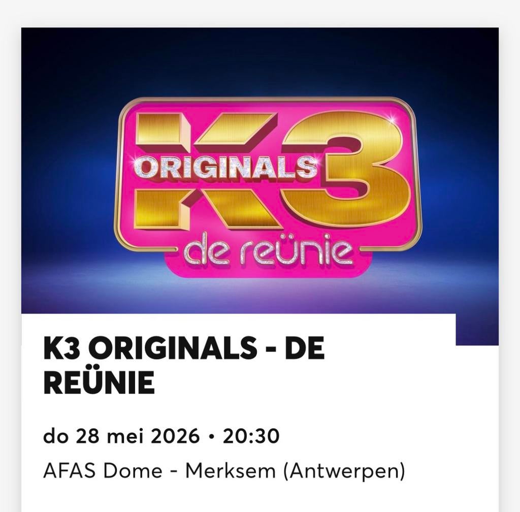 K3 originals 2 tickets 28mei, Tickets en Kaartjes