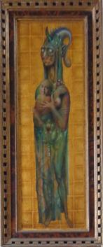 ROGER VAN BELLEGHEM / MOEDERLIEFDE / OLIEVERF 70x29cm KADER, Enlèvement ou Envoi