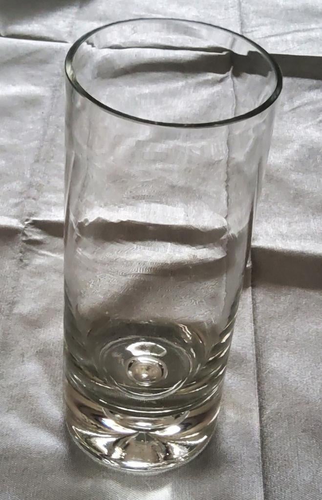 Hoge rechte glazen vaas met dikke bodem : H. 31 cm, Ophalen, Zo goed als nieuw, Glas