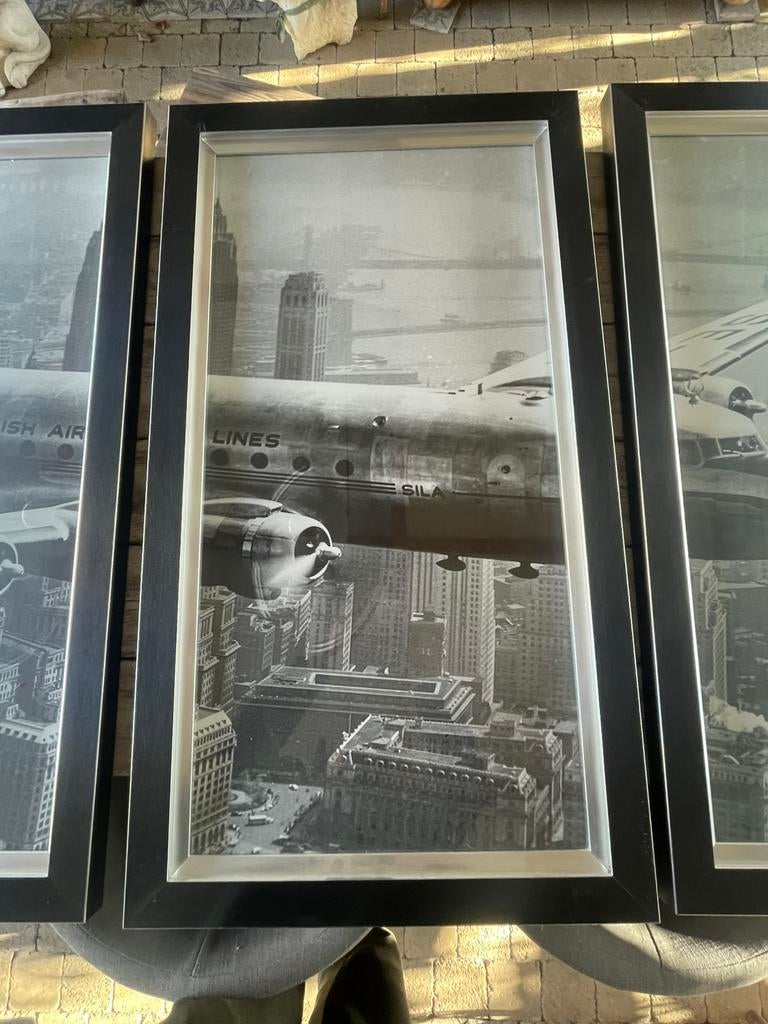 Cadre en trois parties avec verre et bois, grand cerf-volant, Enlèvement