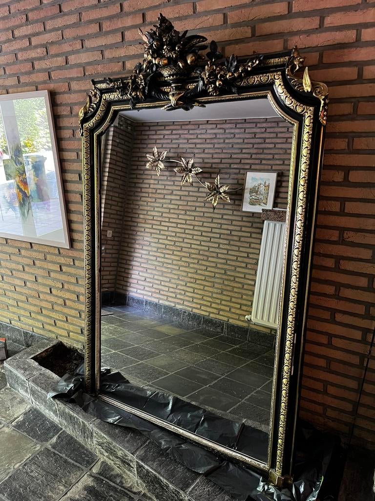 Mooie, grote VINTAGE spiegel, Antiek en Kunst, Antiek | Spiegels, Ophalen, Rechthoekig, 100 tot 150 cm, 150 tot 200 cm