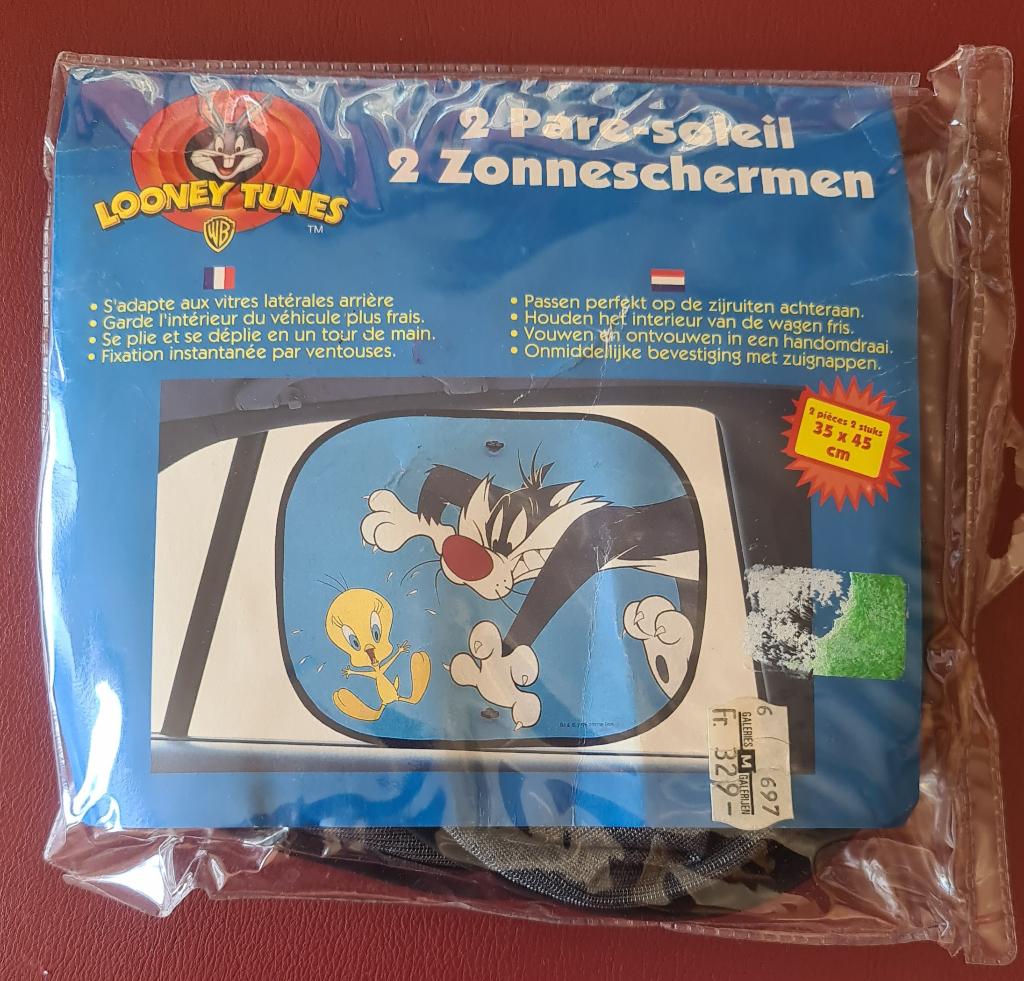 2 pare-soleil/écrans de vitres latérales 'Looney Tunes', Enlèvement ou Envoi, Comme neuf