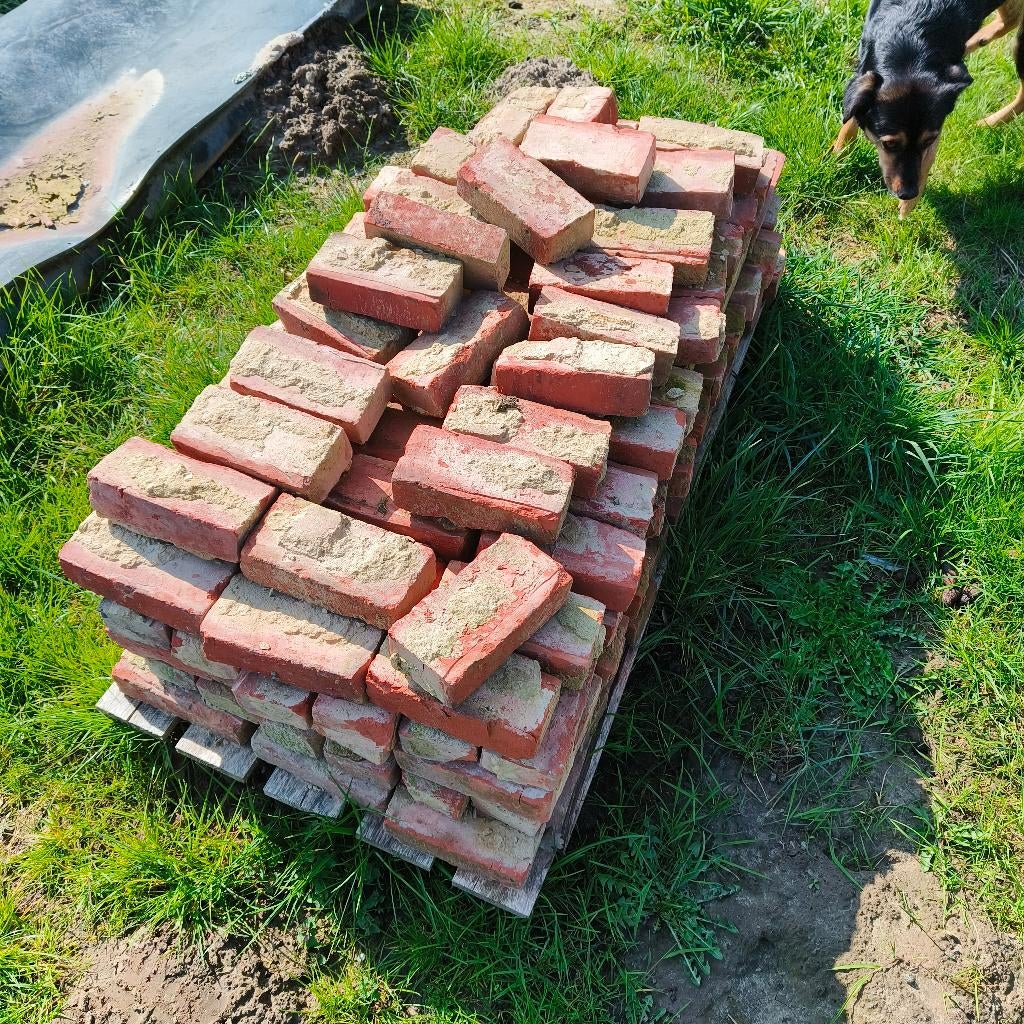 Recup gevelstenen (gekuist) ca 40m², Doe-het-zelf en Bouw, Metselstenen, Gebruikt, Bakstenen, Ophalen