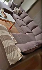 Grote L-vormige hoekzetel in taupe stof, Ophalen, Gebruikt