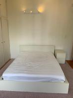 Lit Ikea Malm 160x200 avec sommier et matelas, 160 cm, Gebruikt, Wit, Ophalen