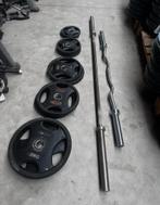 105kg Lifemaxx Gewichten ,Olympische Barbell 220cm,Ezstang, Ophalen, Gebruikt, Halterschijven