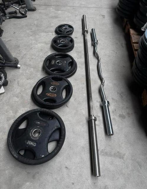 105kg Lifemaxx Gewichten ,Olympische Barbell 220cm,Ezstang, Sport en Fitness, Fitnessmaterialen, Gebruikt, Halterschijven, Ophalen