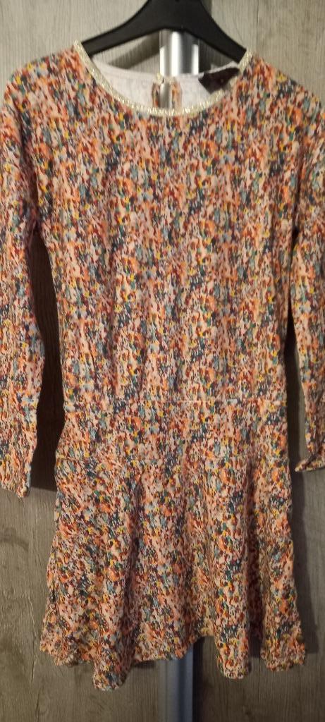 kleurrijke jurk lange mouwen CKS maat 128, Kinderen en Baby's, Kinderkleding | Maat 128, Zo goed als nieuw, Meisje, Jurk of Rok