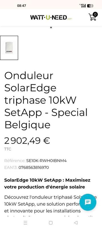 Onduleur solaredge neuf 10kw valeur + de 2000€ beschikbaar voor biedingen
