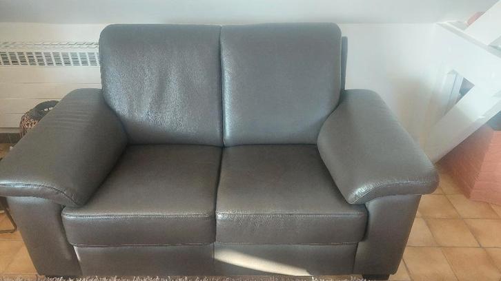 Zetel tweezit + driezit donkergrijs, Maison & Meubles, Canapés | Salons, Comme neuf, Banc droit, Quatre personnes ou plus, 200 à 250 cm