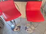 2 tabourets de bar réglables en cuir rouge, Maison & Meubles, Enlèvement, Comme neuf