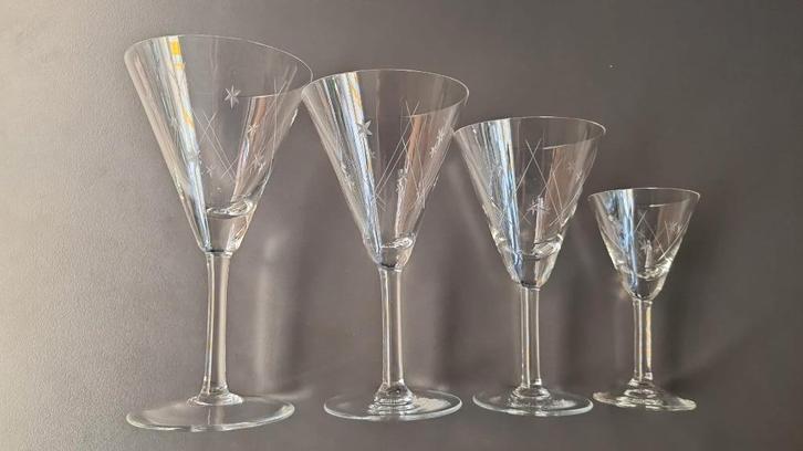 Verres en cristal, Verreries Doyen, mod. Flandria, 45 pièces, Collections, Verres & Petits Verres, Comme neuf, Enlèvement