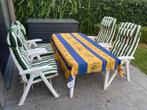 Tuintafel met 4 stoelen, Tuin en Terras, Ophalen, Gebruikt, Rechthoekig, Plastic