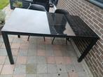 Tafel met glazen blad en 4 stoelen, Ophalen, Gebruikt