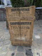 Oude reiskoffer in hout Congo Belge met zinken bedekking, Antiek en Kunst, Ophalen