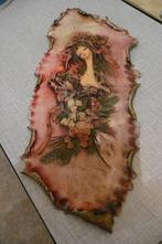 Décoration en plâtre avec jeune fille,fleurs à pendre au mur, Ophalen