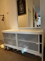 Storage bench with sliding doors, white, Ophalen, Zo goed als nieuw