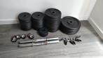 2 Halters met 70Kg aan gewichten, 4xclips sluiting en 4x vee, Sport en Fitness, Fitnessmaterialen, Ophalen, Gebruikt, Halterset