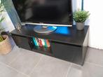 Zwarte tv-kast met twee opbergruimtes, Ophalen, Gebruikt, 100 tot 150 cm, Minder dan 100 cm