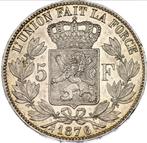 Belgium 5 Francs 1876 UNC Topstuk!!, Monnaie en vrac, Argent, Argent, Envoi