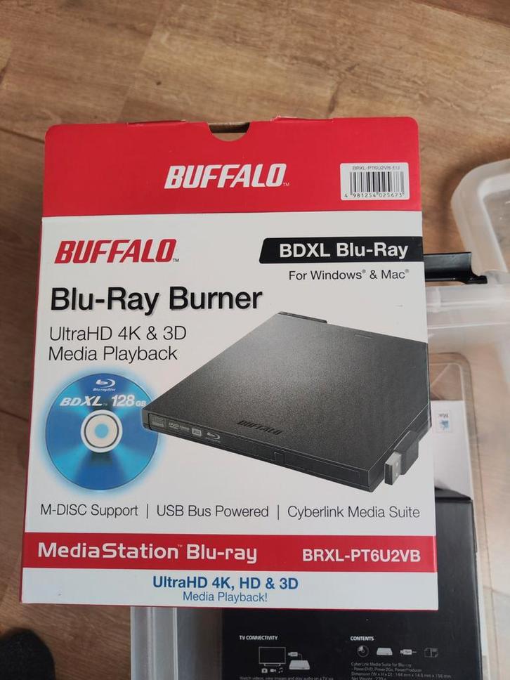 Buffalo BRXL-PT6U2VB, Computers en Software, Optische drives, Nieuw, MacOS, Windows, Cd, Dvd, Blu-ray, Ophalen