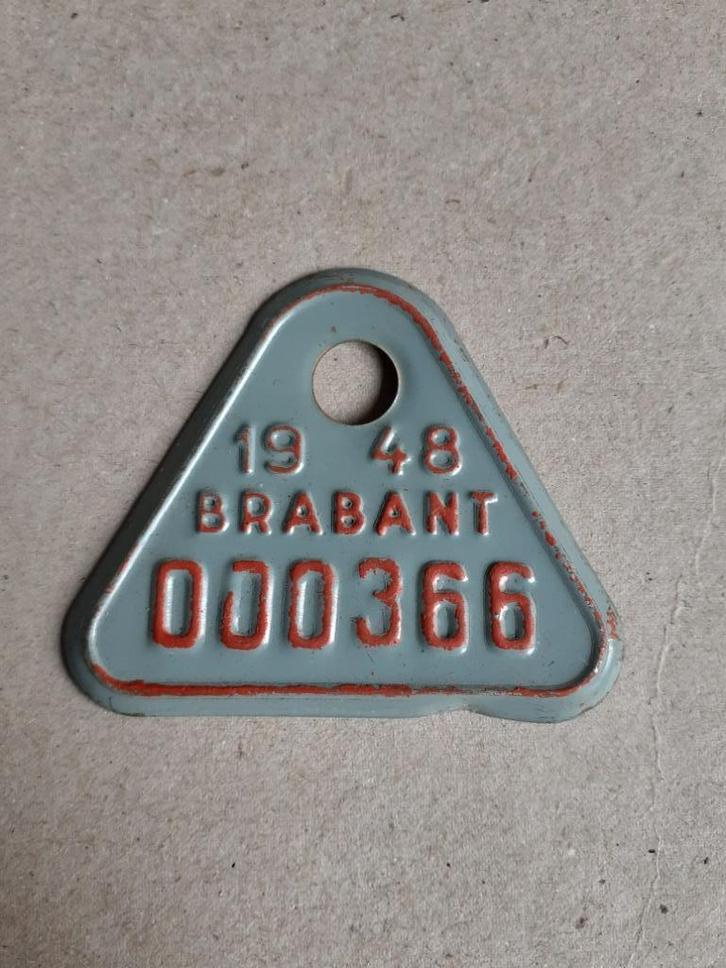 Fietsplaat taksplaat Brabant 1948 tandem, Verzamelen, Overige Verzamelen, Zo goed als nieuw, Ophalen of Verzenden