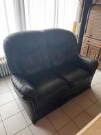 Complete zwart leren salon, Huis en Inrichting, Ophalen, Gebruikt, Leer