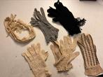 Lot gants ancien crochet macramé dentelle écru blanc noir, Comme neuf, Vintage, Accessoires, Blanc