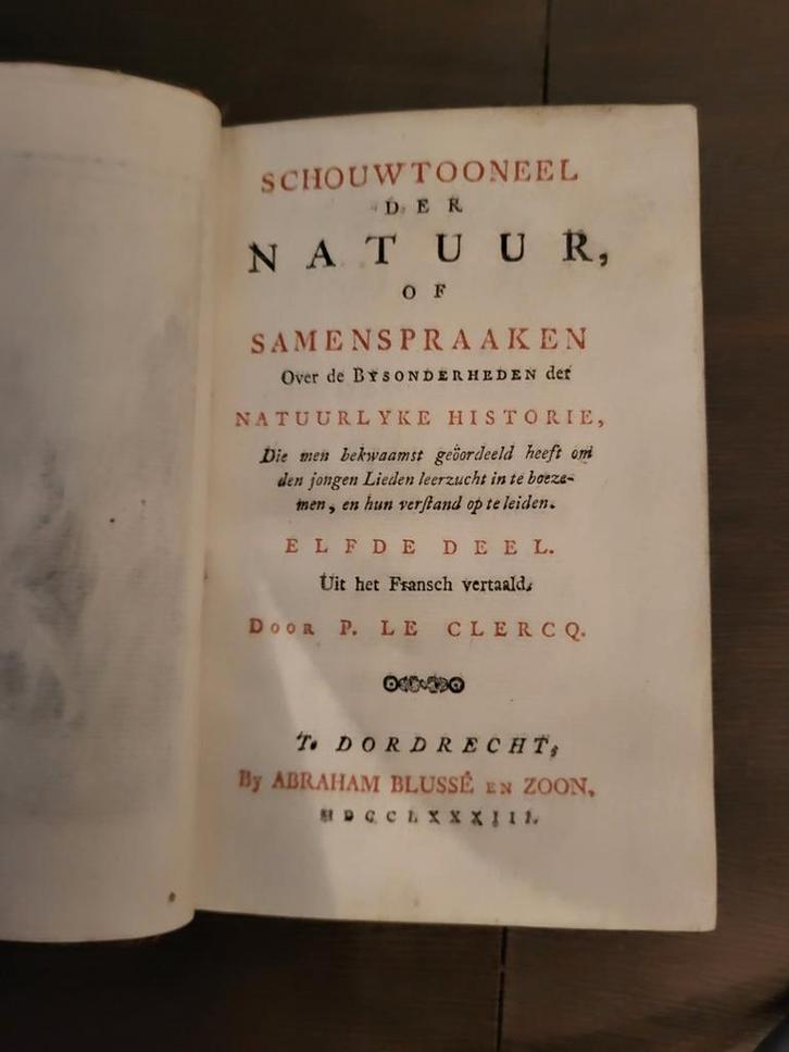 Schouwtoneel der natuur 1776-1783 5 delen, Antiek en Kunst, Antiek | Boeken en Manuscripten, Ophalen of Verzenden